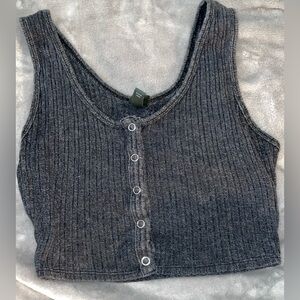 Medium dark gray cropped button tank top lightly worn